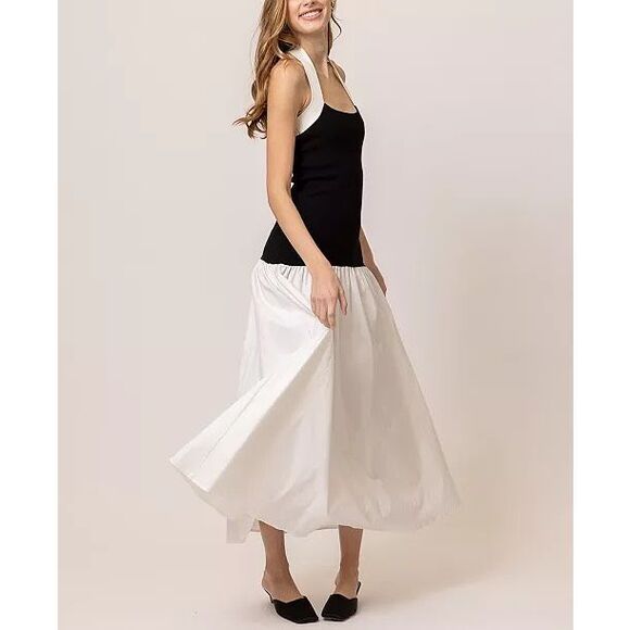 Line & Dot Dresses & Skirts - Line & Dot Women's Kohl Mixed-Media Halter-Neck Dress S NWT